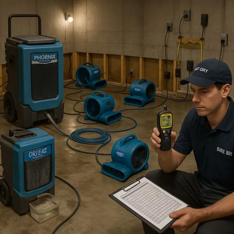 Structural Drying and Dehumidification process in Marine City, MI